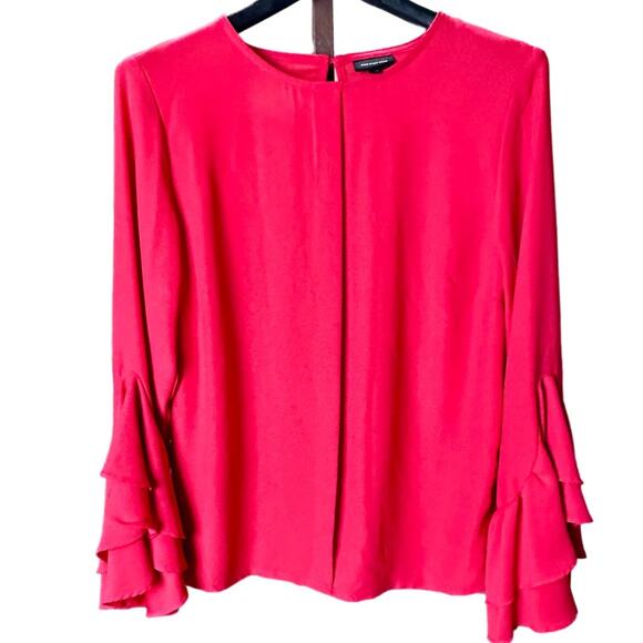 Who What Wear red pull over blouse bell sleeves business casual Size XS - Picture 1 of 6